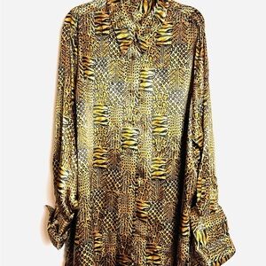Animal Print Long Sleeve Blouse 1970s